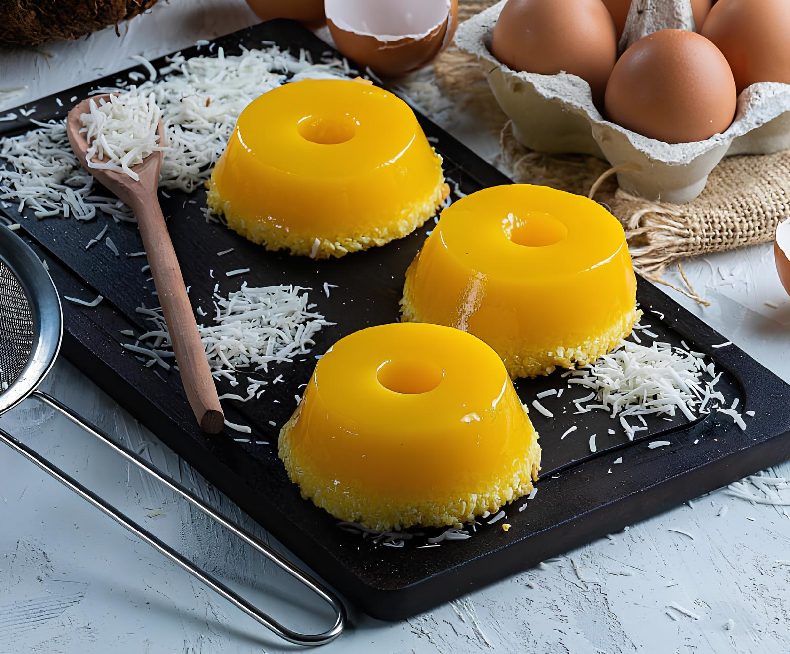 um prato com quindins de leite ninho prontos para serem servidos.