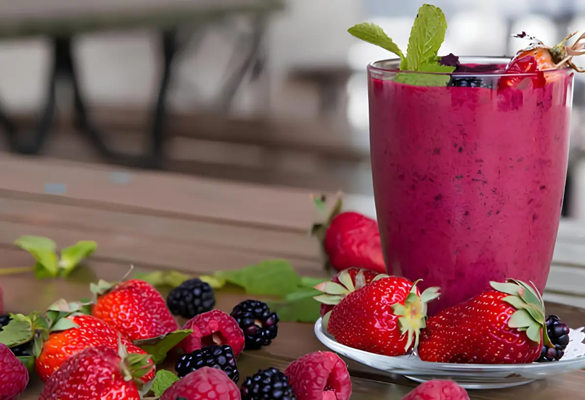 Receita de Vitamina de Frutas Vermelhas com Aveia