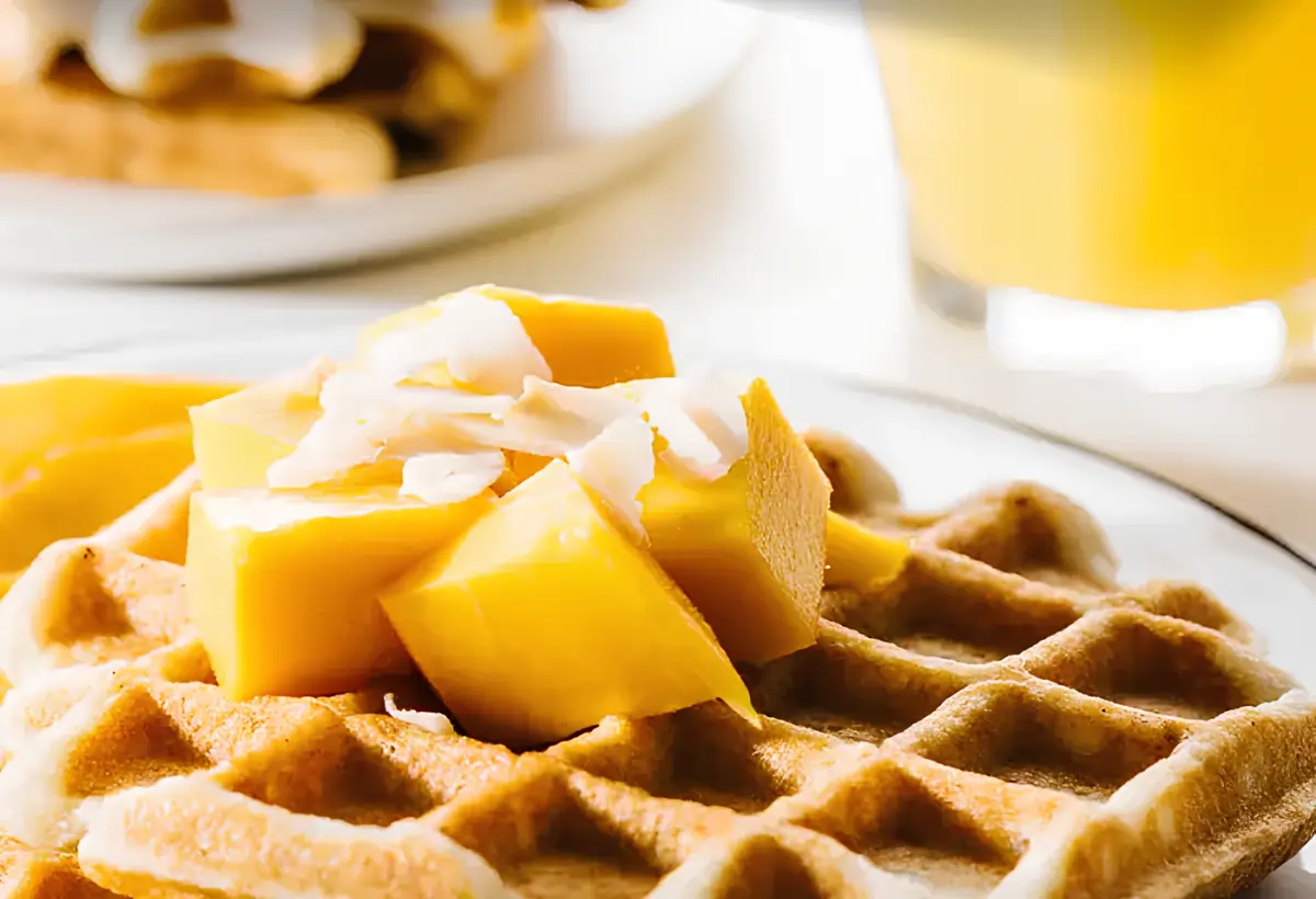 Waffles de Manga com Coco