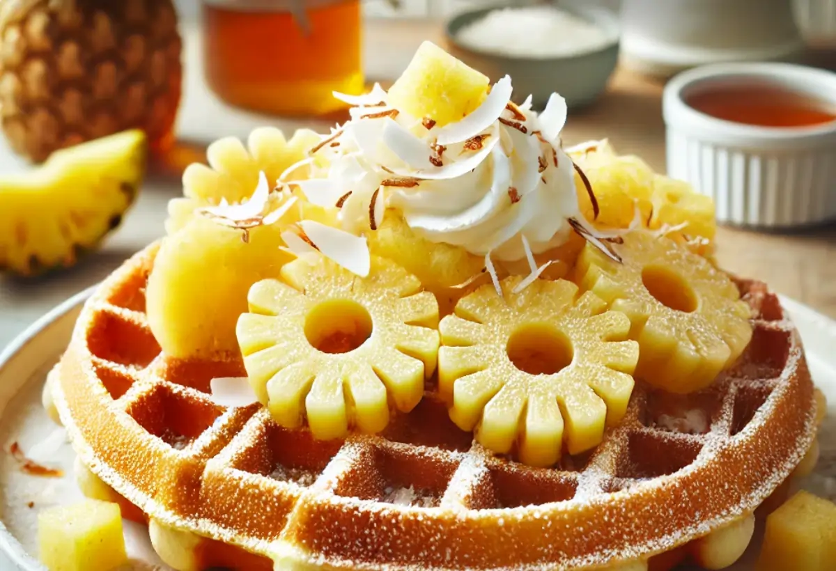 Waffle de Abacaxi com Coco