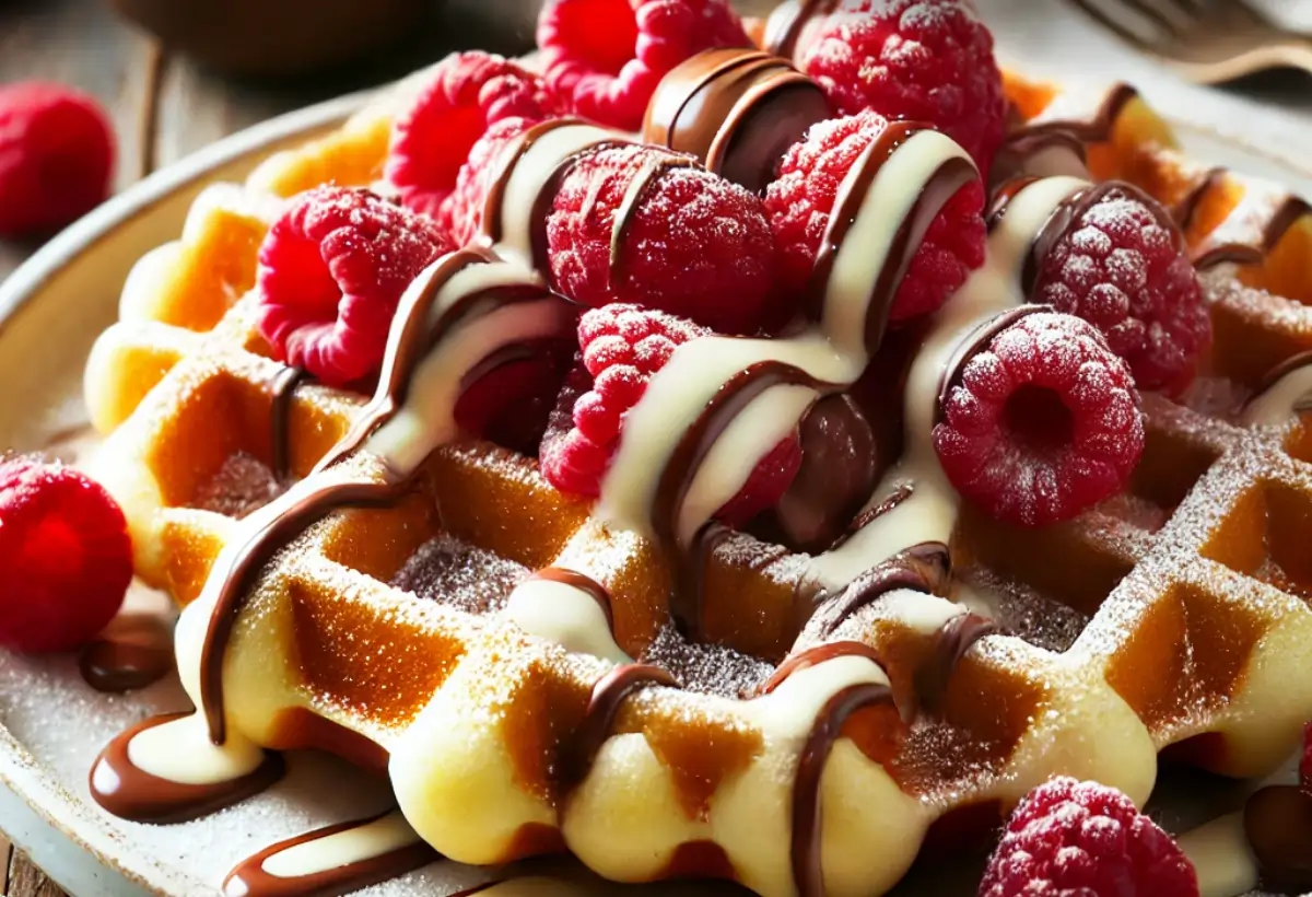Waffle de Chocolate Branco com Framboesa