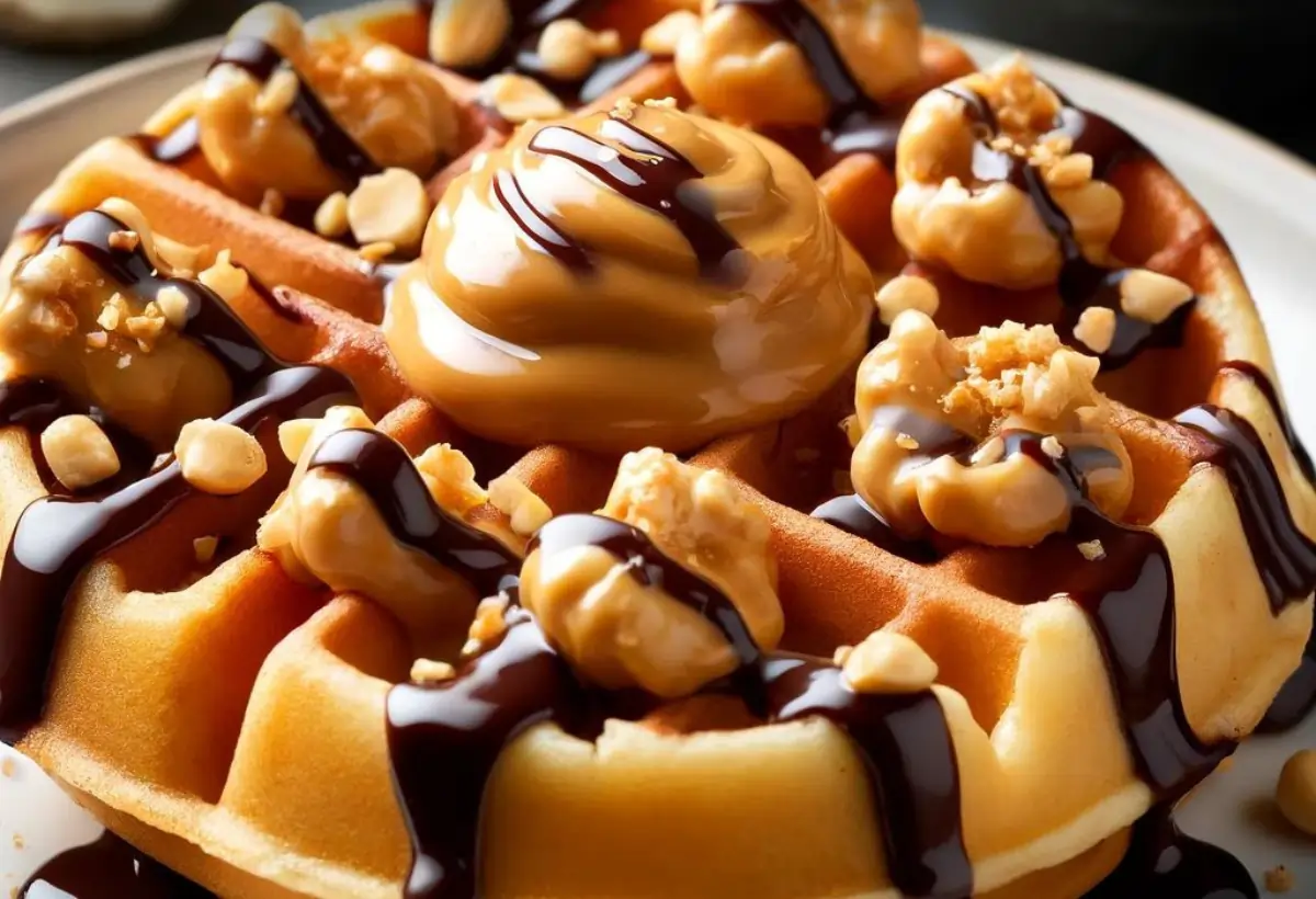 Waffle de Amendoim e Chocolate