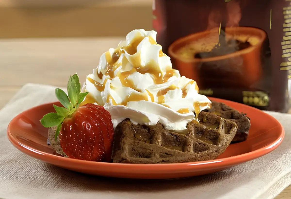 Waffle de Chocolate com Café