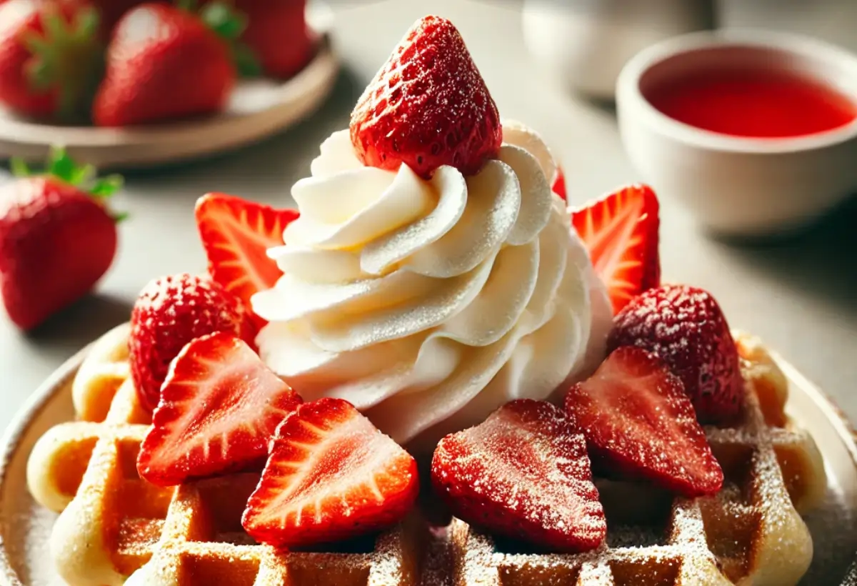 Waffle de Morango com Chantily