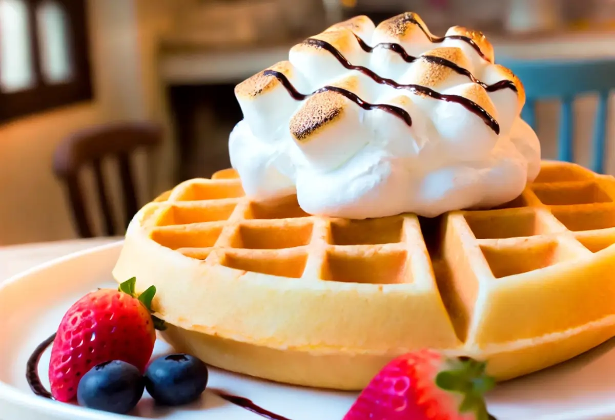 Waffle com Cobertura de Marshmallow
