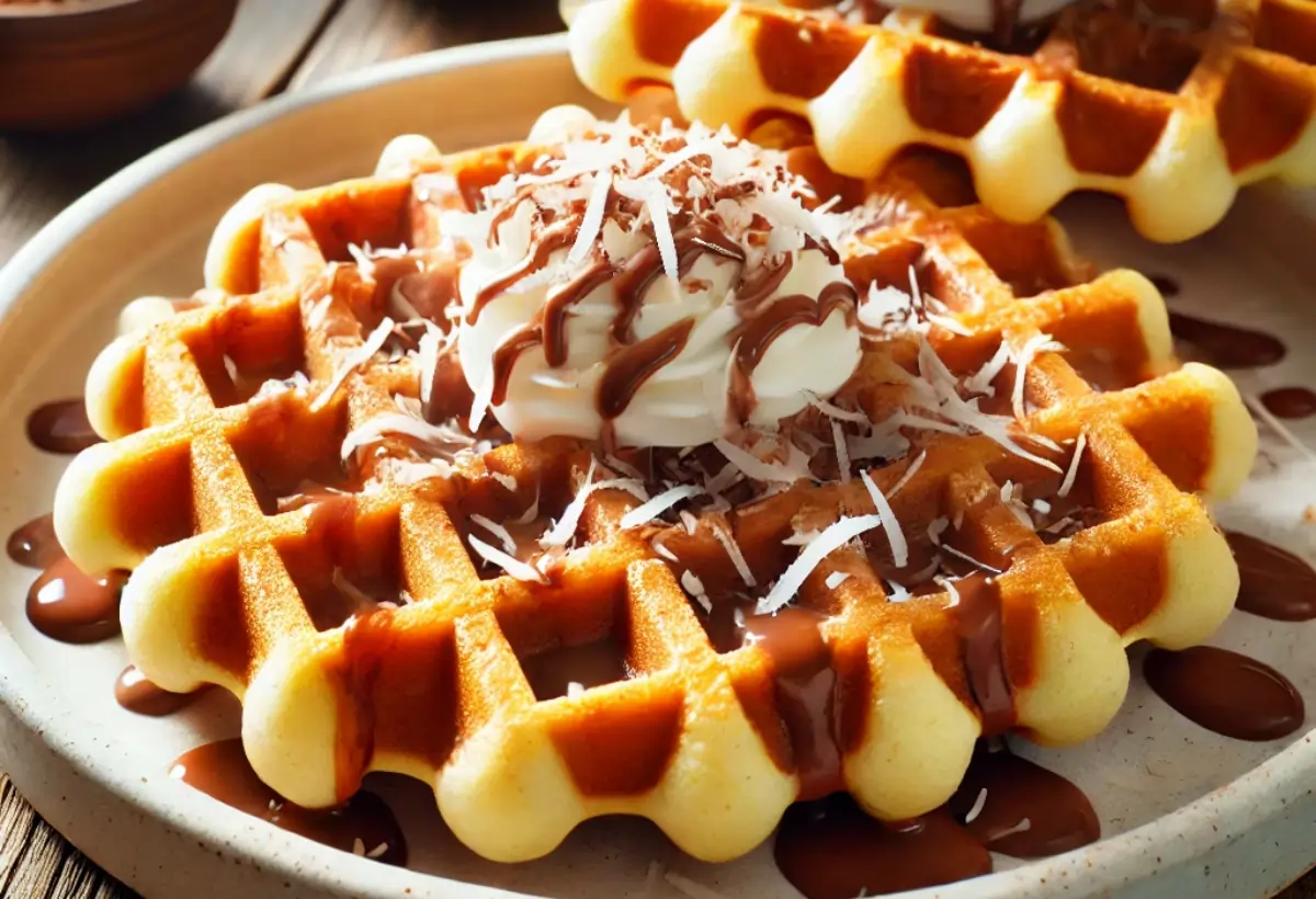 Waffles de Coco com Brigadeiro